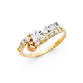 14K Yellow Gold Flower, Heart & Light Ring - RG1996
