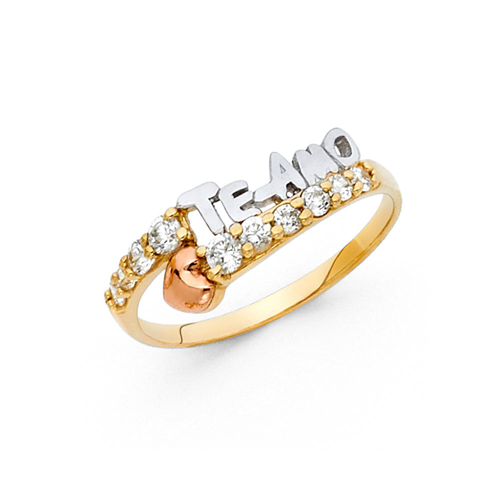 14K Yellow Gold Flower, Heart & Light Ring - RG1996