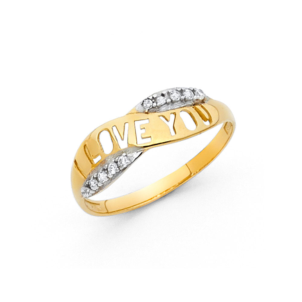 14K Yellow Gold Flower, Heart & Light Ring - RG1997