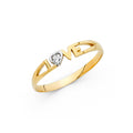 14K Yellow Gold Flower, Heart & Light Ring - RG1998
