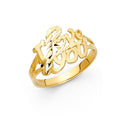 14K Yellow Gold Flower, Heart & Light Ring - RG2003