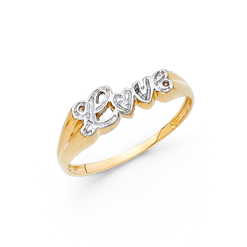 14K Yellow Gold Flower, Heart & Light Ring - RG2004