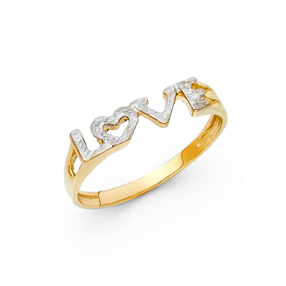 14K Yellow Gold Flower, Heart & Light Ring - RG2005