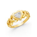 14K Yellow Gold Flower, Heart & Light Ring - RG2010