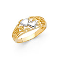 14K Yellow Gold Flower, Heart & Light Ring - RG2013