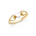 14K Yellow Gold Flower, Heart & Light Ring - RG2014