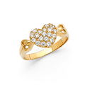 14K Yellow Gold Flower, Heart & Light Ring - RG2017