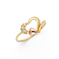 14K Yellow Gold Flower, Heart & Light Ring - RG2019