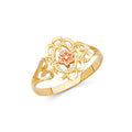14K Tri Color Flower, Heart & Light Ring - RG2027