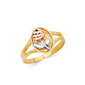 14K Tri Color Flower, Heart & Light Ring - RG2028