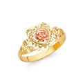 14K Tri Color Flower, Heart & Light Ring - RG2034