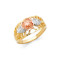 14K Tri Color Flower, Heart & Light Ring - RG2038