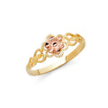 14K Tri Color Flower, Heart & Light Ring - RG2044