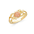 14K Tri Color Flower, Heart & Light Ring - RG2045