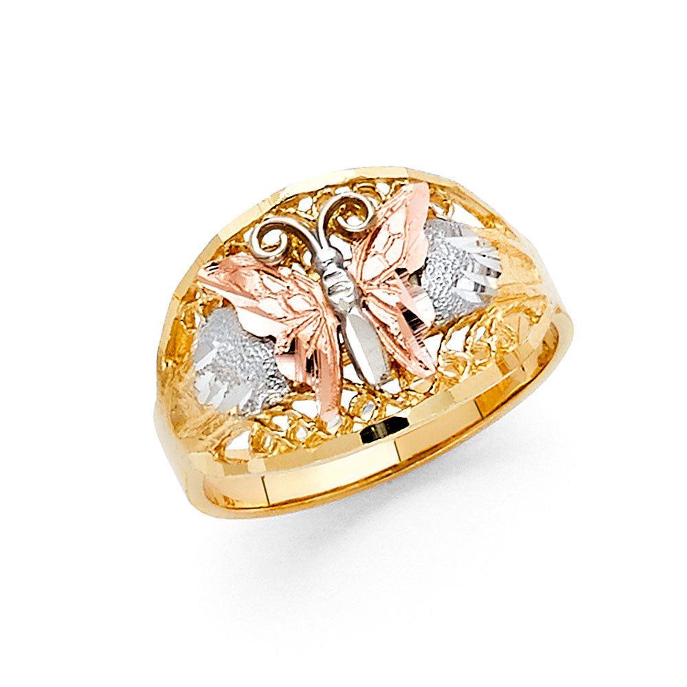 14K Yellow Gold Butterfly, Animal & Lucky Ring - RG2053