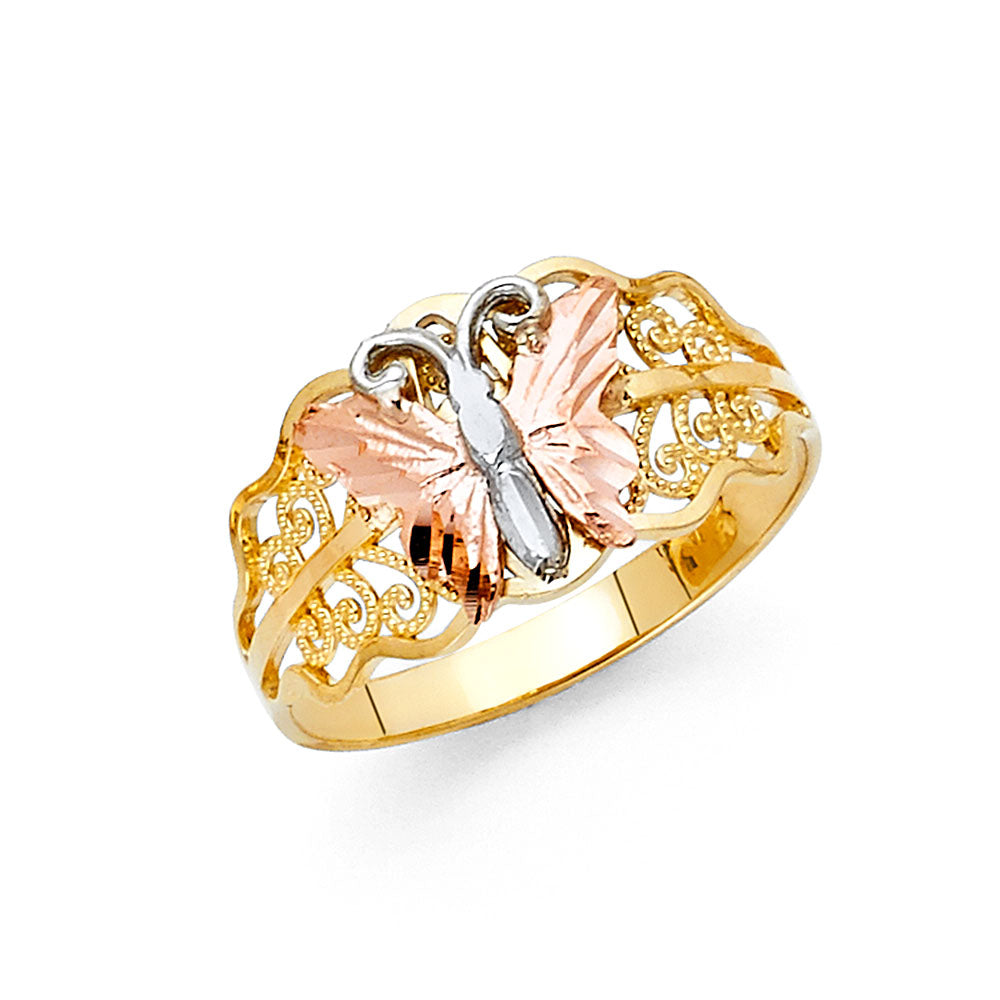 14K Yellow Gold Butterfly, Animal & Lucky Ring - RG2055