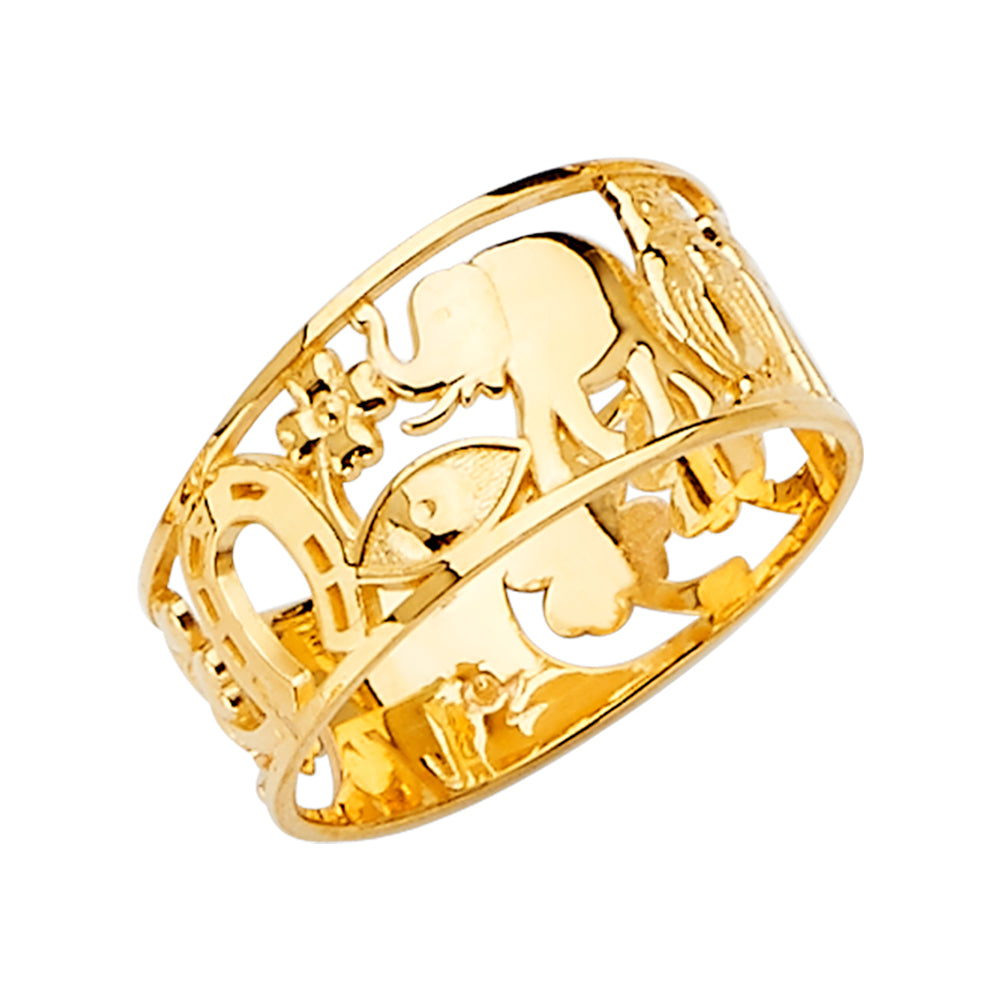 14K Yellow Gold Butterfly, Animal & Lucky Ring - RG2069
