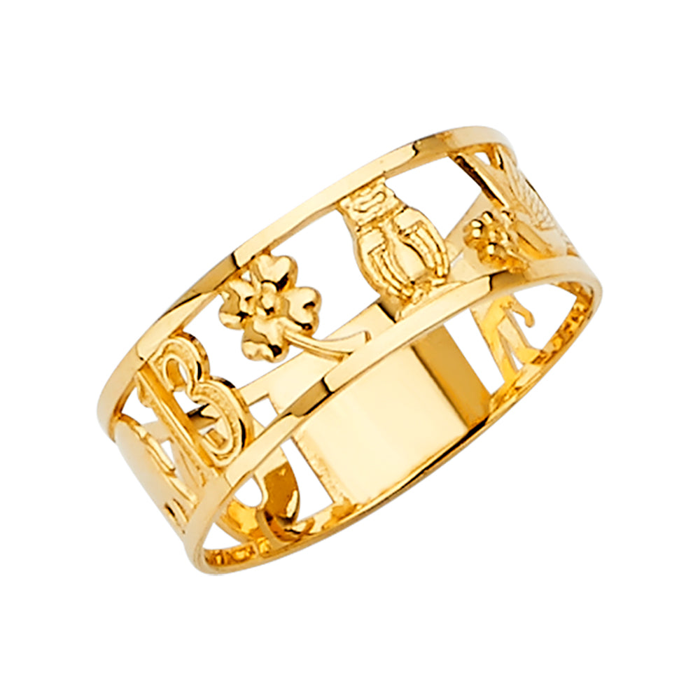 14K Yellow Gold Butterfly, Animal & Lucky Ring - RG2072