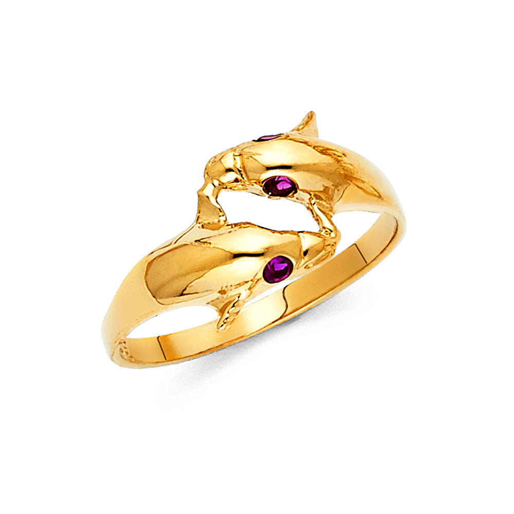 14K Yellow Gold Butterfly, Animal & Lucky Ring - RG2089