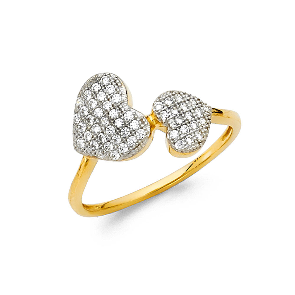 14K Yellow Gold Flower, Heart & Light Ring - RG2138