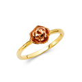 14K Tri Color Flower, Heart & Light Ring - RG2142