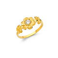 14K Tri Color Flower, Heart & Light Ring - RG2143