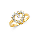 14K Yellow Gold Flower, Heart & Light Ring - RG2148