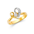 14K Yellow Gold Flower, Heart & Light Ring - RG2149