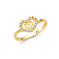 14K Yellow Gold Flower, Heart & Light Ring - RG2150