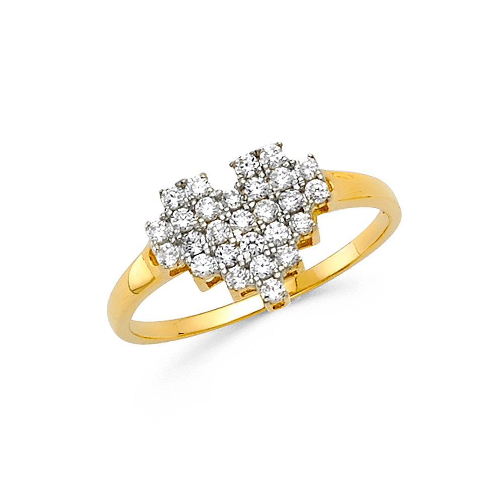 14K Yellow Gold Flower, Heart & Light Ring - RG2151