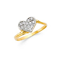 14K Yellow Gold Flower, Heart & Light Ring - RG2152