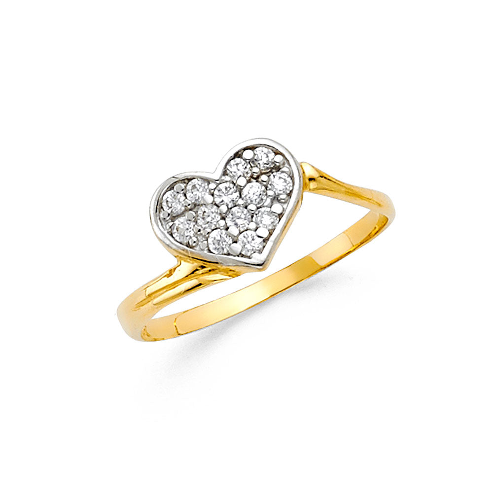14K Yellow Gold Flower, Heart & Light Ring - RG2152