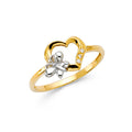 14K Yellow Gold Flower, Heart & Light Ring - RG2153