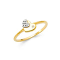 14K Yellow Gold Flower, Heart & Light Ring - RG2155