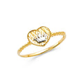 14K Yellow Gold Flower, Heart & Light Ring - RG2156