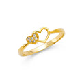 14K Yellow Gold Flower, Heart & Light Ring - RG2158