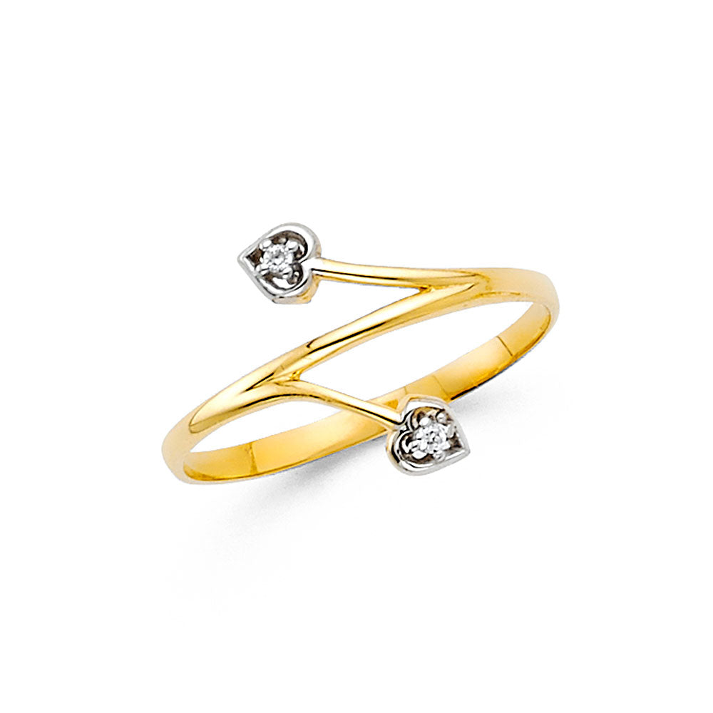 14K Yellow Gold Flower, Heart & Light Ring - RG2160