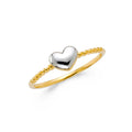 14K Yellow Gold Flower, Heart & Light Ring - RG2163