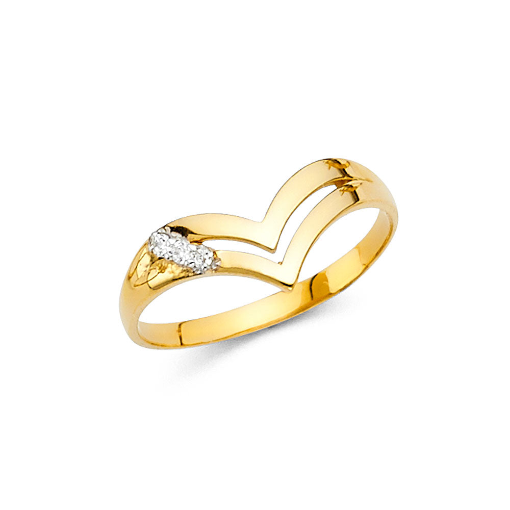 14K Yellow Gold Flower, Heart & Light Ring - RG2171
