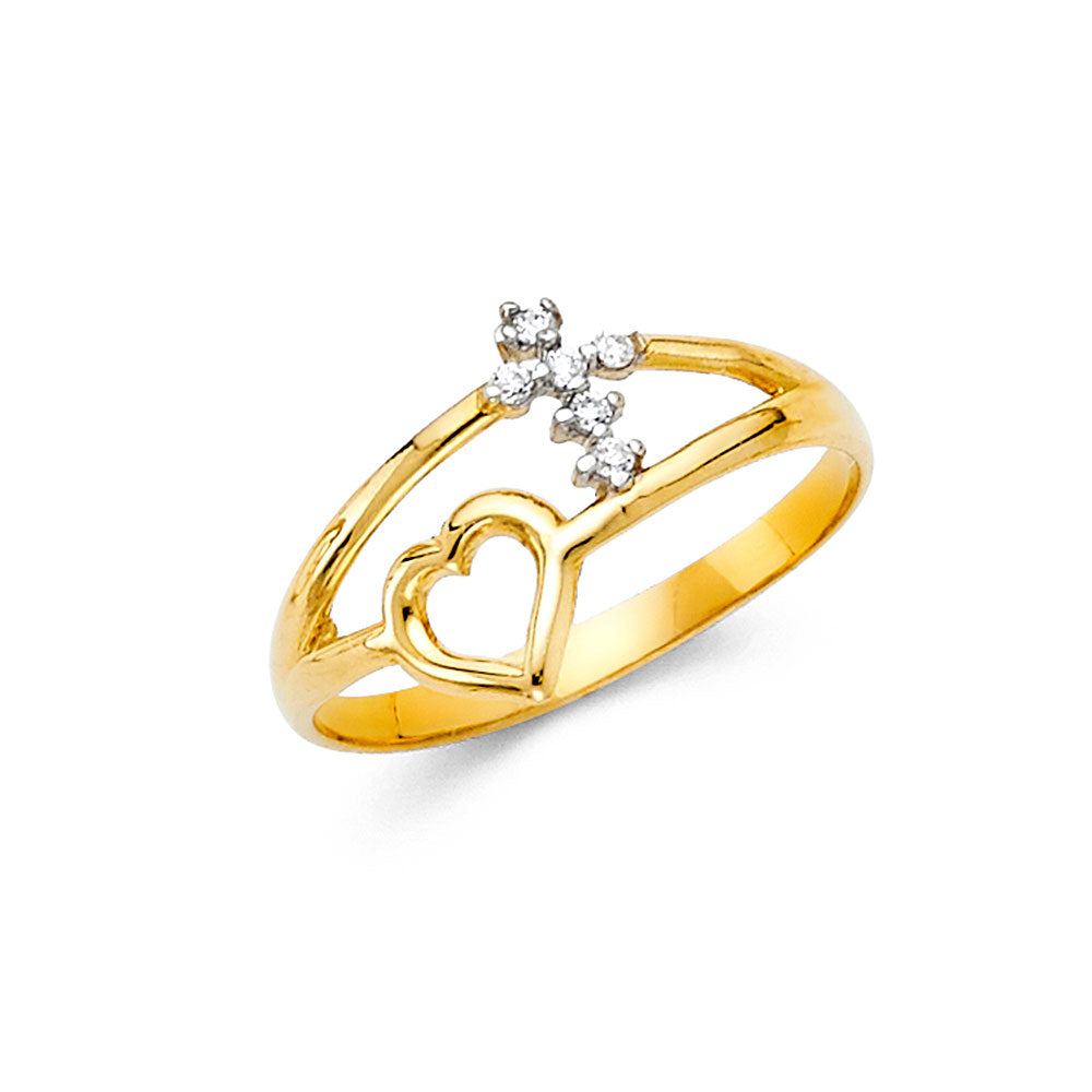 14K Yellow Gold Religious, 15 Años & Crown Ring - RG2175