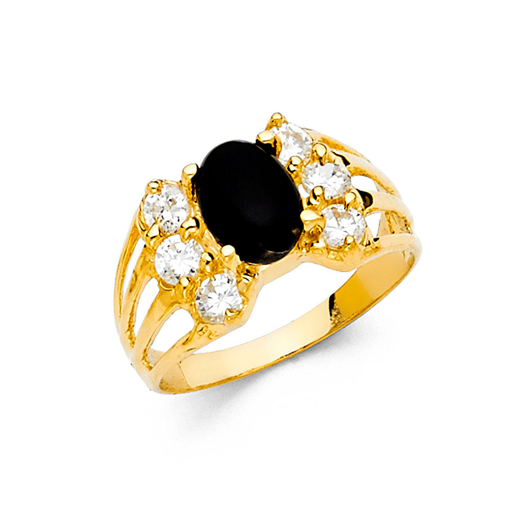 14K Yellow Gold Fancy CZ & Mother's Ring - RG2193