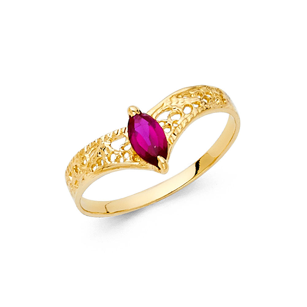 14K Yellow Gold Fancy CZ & Mother's Ring - RG2208