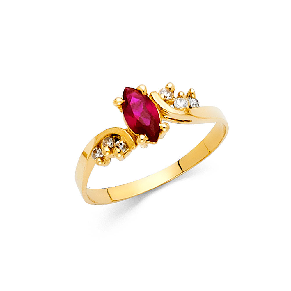 14K Yellow Gold Fancy CZ & Mother's Ring - RG2214