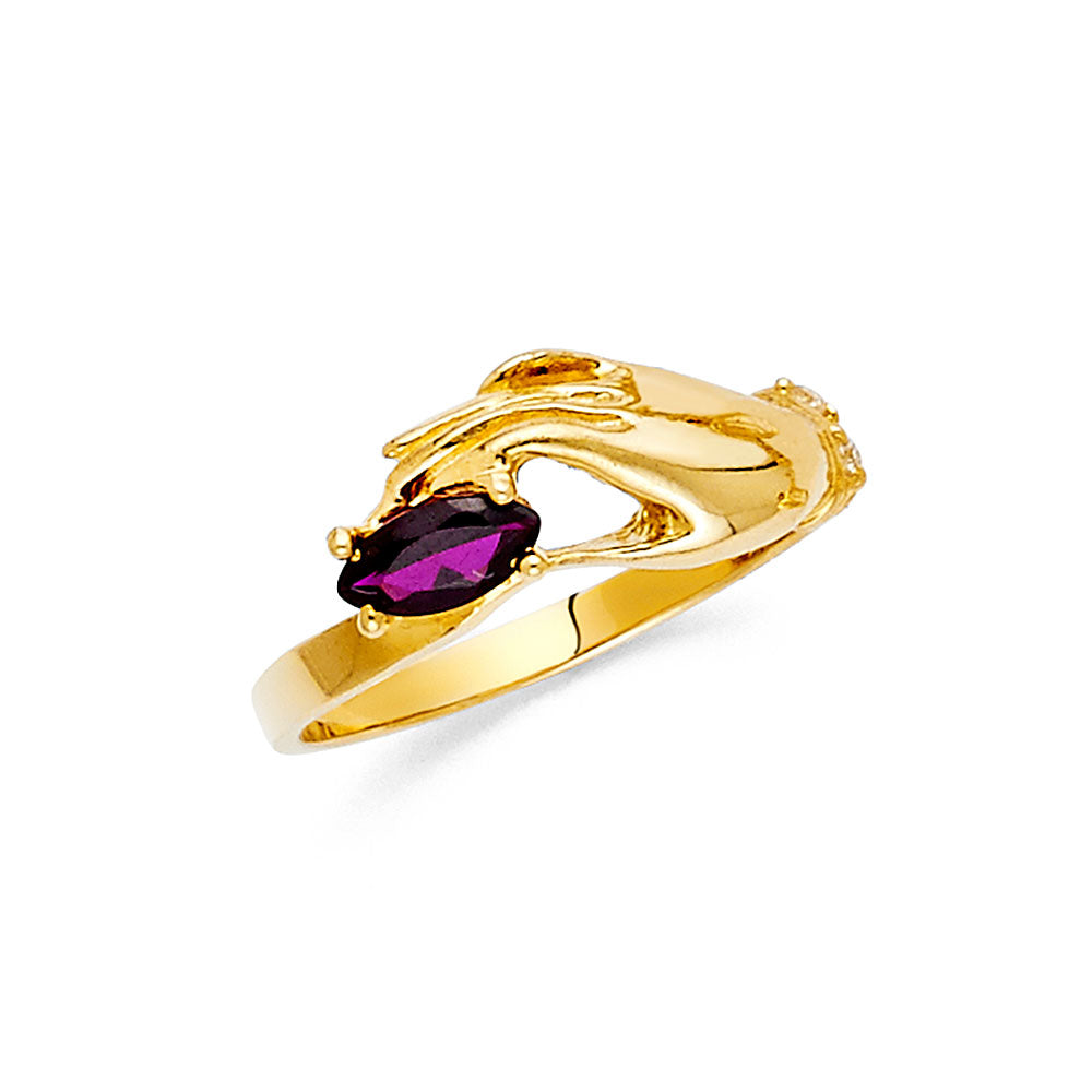 14K Yellow Gold Fancy CZ & Mother's Ring - RG2253