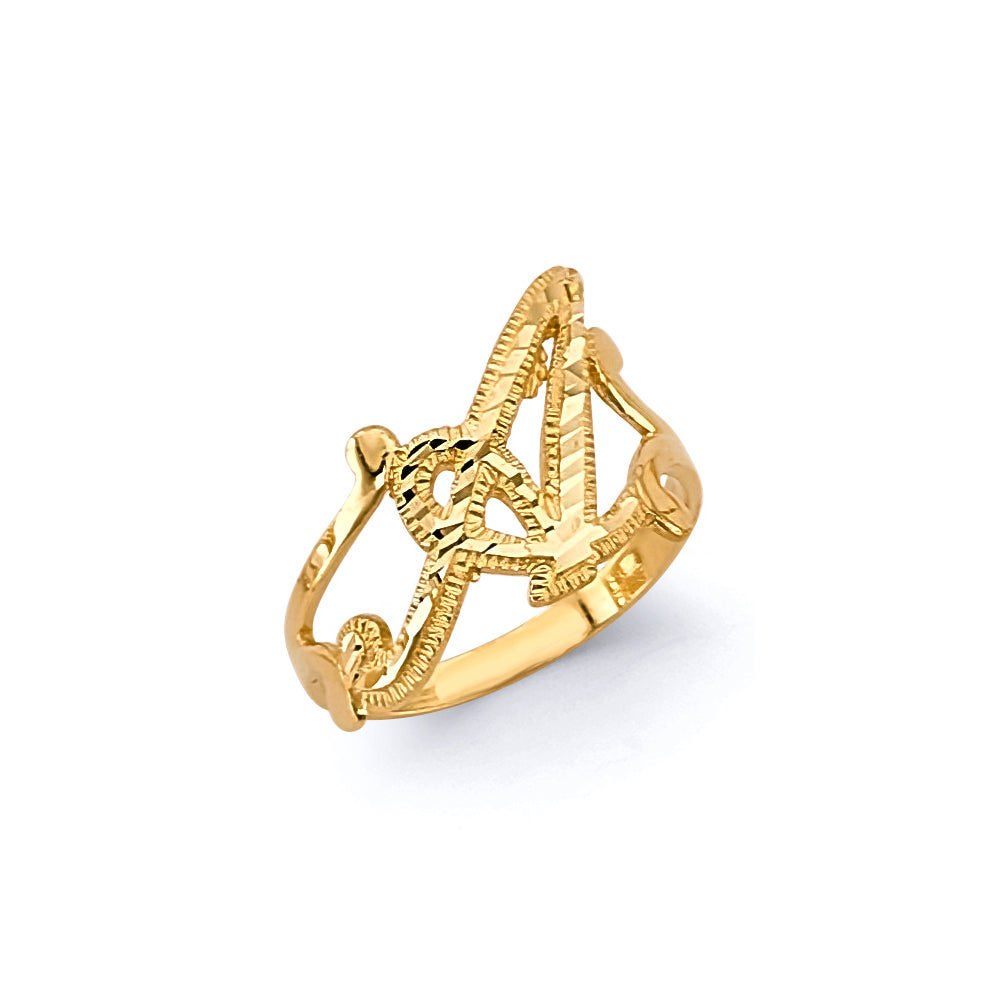 14K Yellow Gold Monthly, Zodiac, Coin & Finding - RG2347 - Letter A