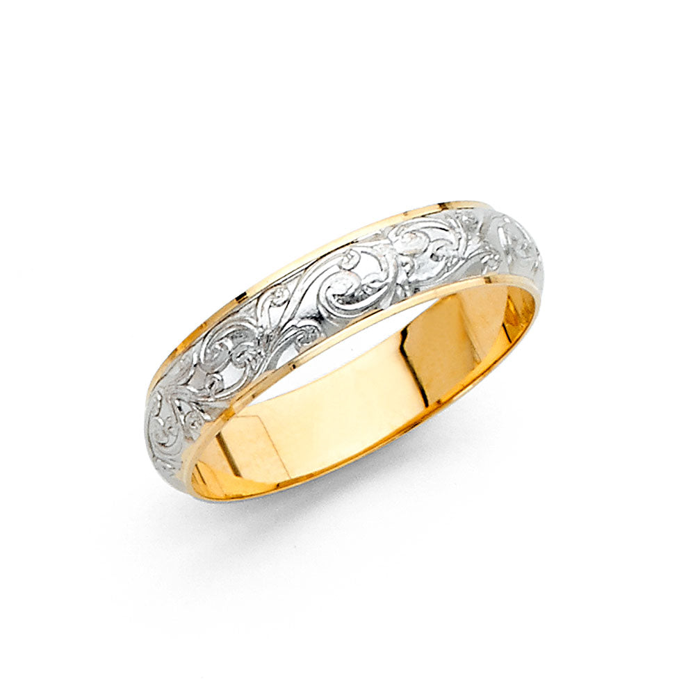 14K Yellow Gold Plain & Fancy Wedding Band 6mm - RG2358