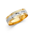 14K Yellow Gold Plain & Fancy Wedding Band 6mm - RG2361