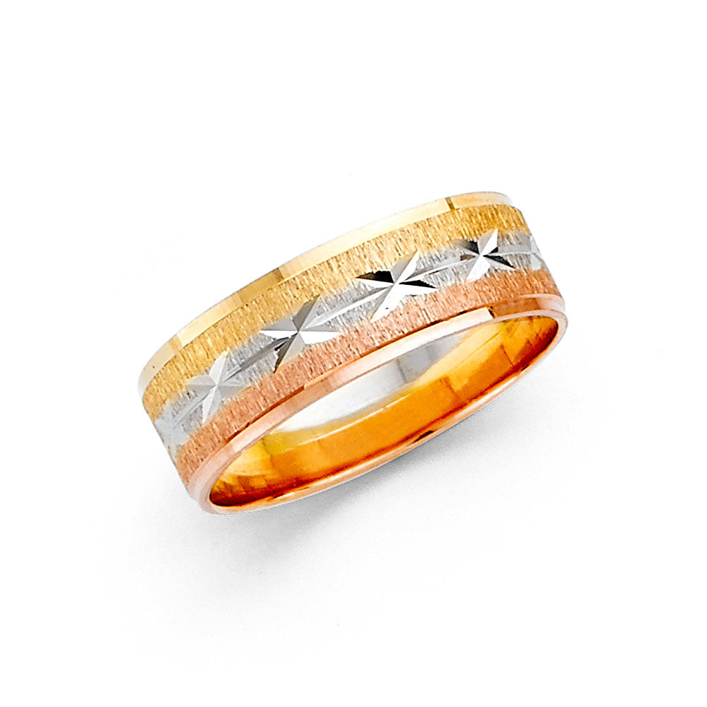 14K Yellow Gold Plain & Fancy Wedding Band 6mm - RG2370