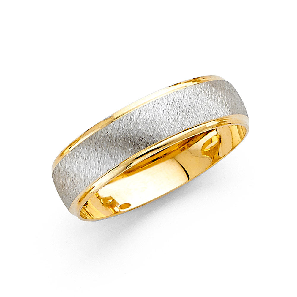 14K Yellow Gold Plain & Fancy Wedding Band 6mm - RG2381