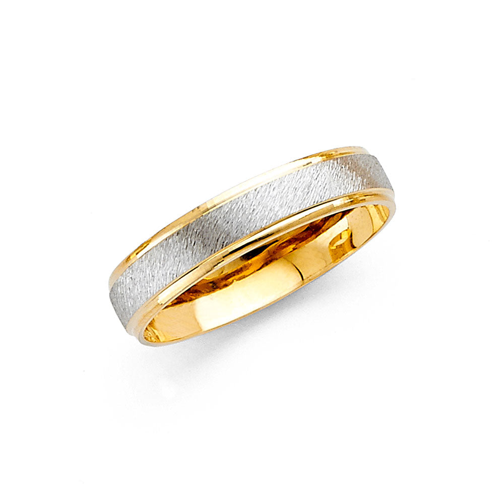 14K Yellow Gold Plain & Fancy Wedding Band 6mm - RG2382